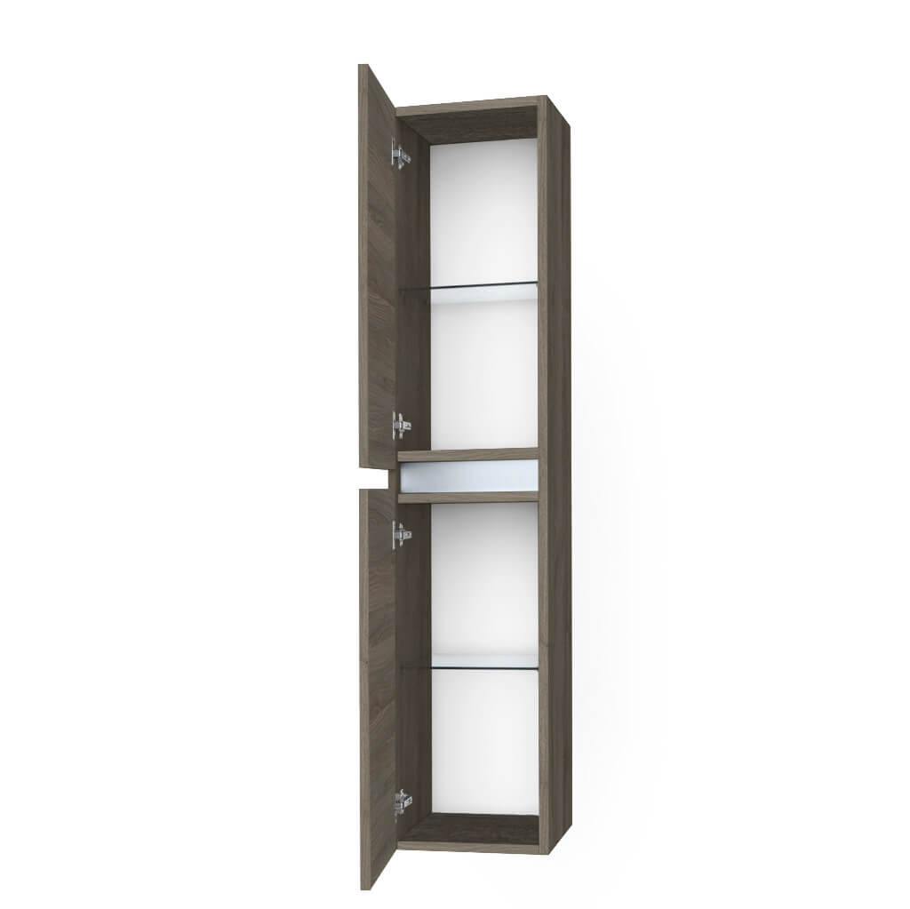 Pensile Colonna 35cm Sospesa Per Bagno Con Maniglia a Gola - Rovere Cenere