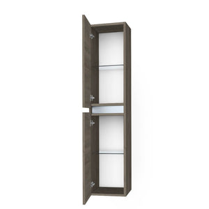 Pensile Colonna 35cm Sospesa Per Bagno Con Maniglia a Gola - Rovere Cenere