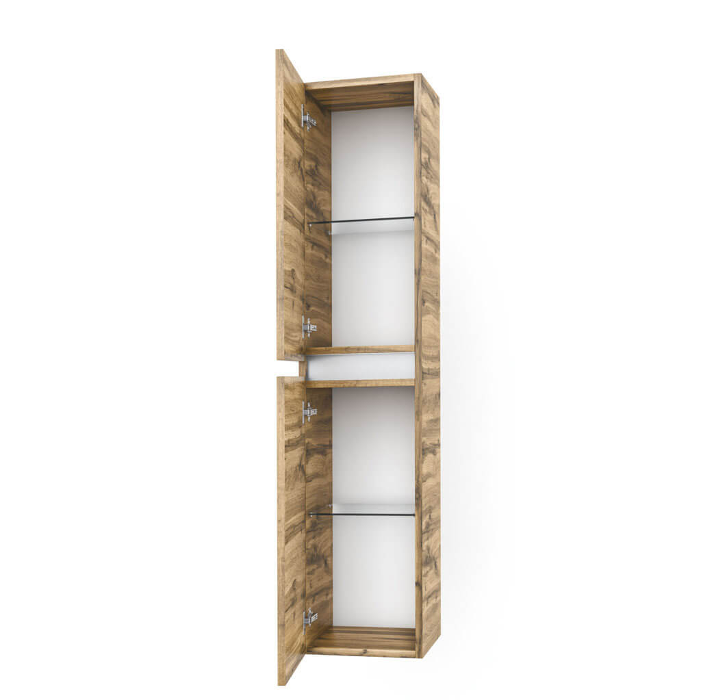 Pensile Colonna 35cm Sospesa Per Bagno Con Maniglia a Gola - Rovere Miele