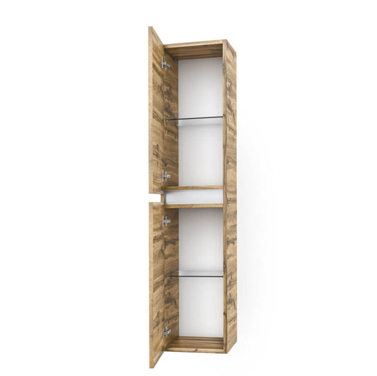 Pensile Colonna 35cm Sospesa Per Bagno Con Maniglia a Gola - Rovere Miele