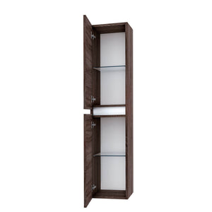 Pensile Colonna 35cm Sospesa Per Bagno Con Maniglia a Gola - Tabacco Scuro