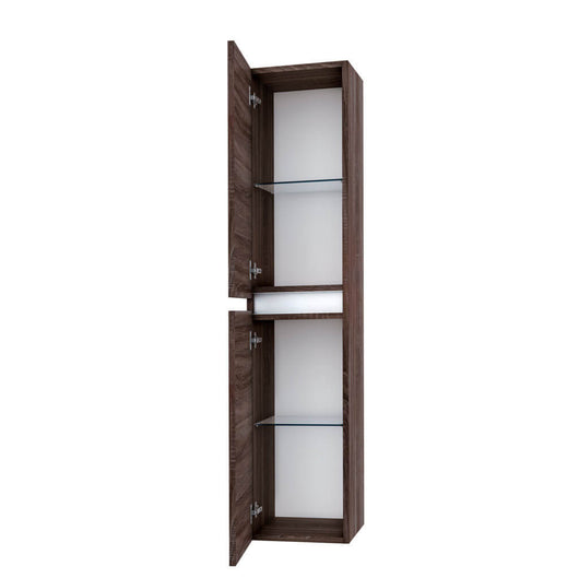 Pensile Colonna 35cm Sospesa Per Bagno Con Maniglia a Gola - Tabacco Scuro