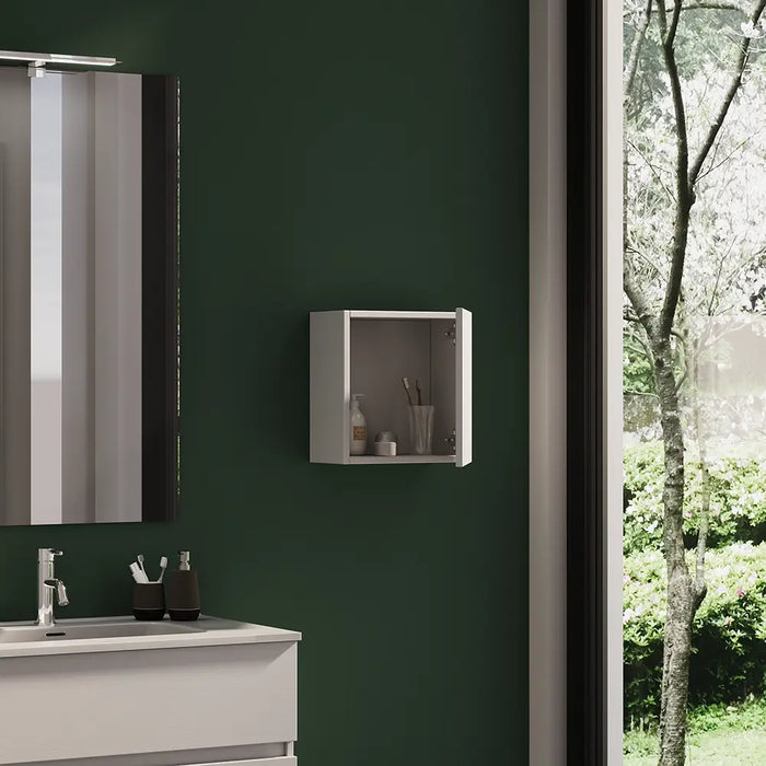 Pensile bagno sospeso 35x35 cm bianco effetto legno reversibile | Yili