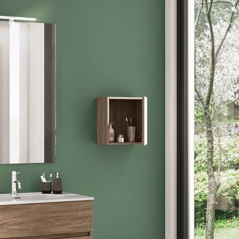 Pensile bagno sospeso 35x35 cm rovere scuro reversibile | Yili