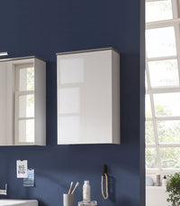 Mobile da bagno, 1 anta, finitura Bianco Laccato e top Grigio Cemento, ZCMGL-PN 