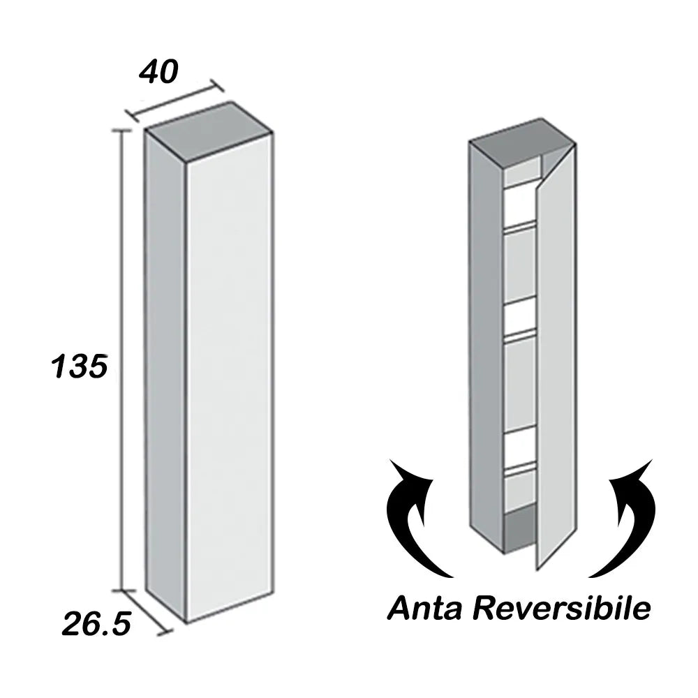 Pensile da H135 cm Effetto Pietra Beige 4 Ripiani