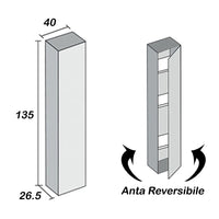 Pensile da H135 cm Effetto Pietra Beige 4 Ripiani