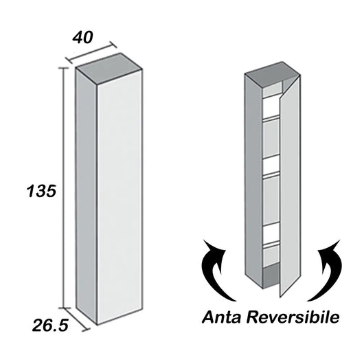 Pensile da H135 cm Effetto Pietra Beige 4 Ripiani