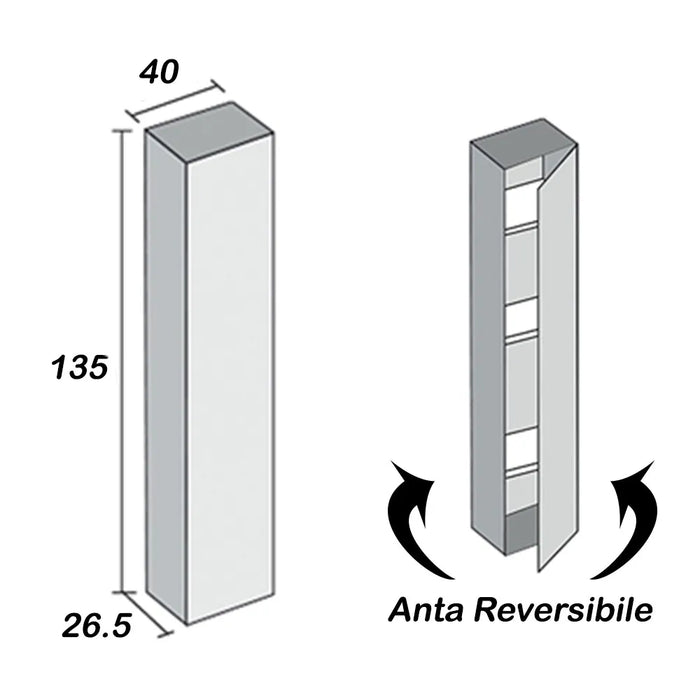 Pensile da H135 cm Effetto Pietra Beige 4 Ripiani