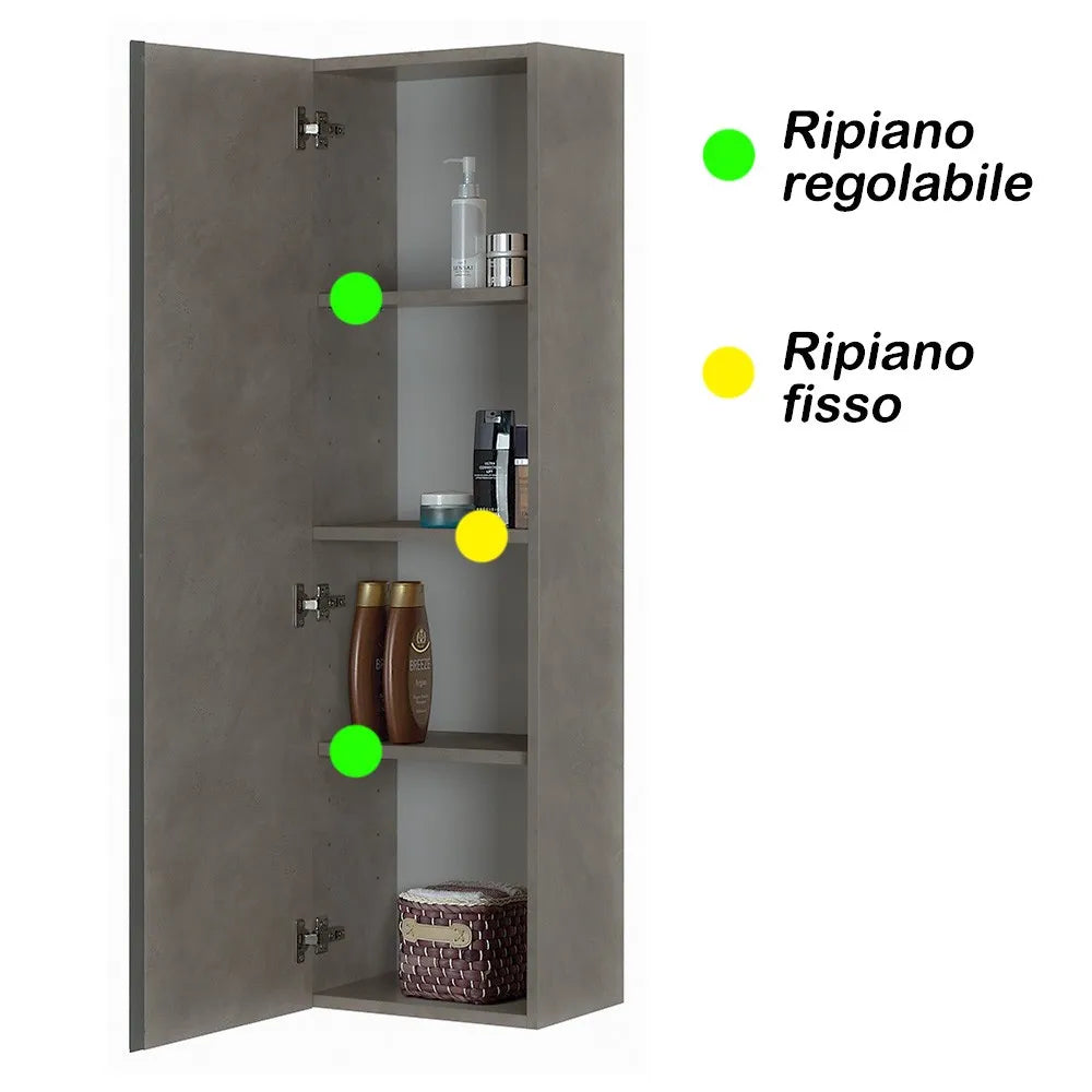 Pensile H135cm Effetto Pietra Oxid con 4 Ripiani