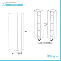 Pensile H135cm Effetto Pietra Oxid con 4 Ripiani