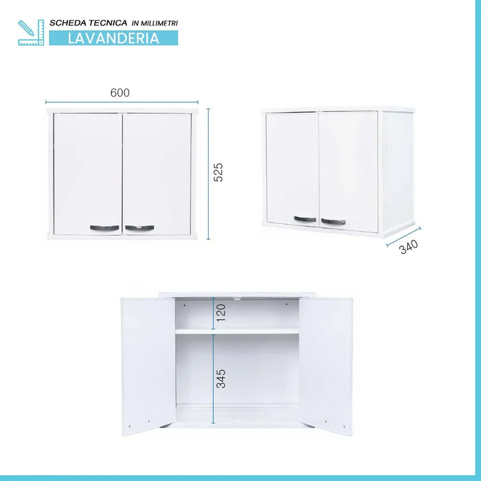 Pensile sospeso 60x34 cm in PVC con ripiano e fissaggi inclusi Kandy