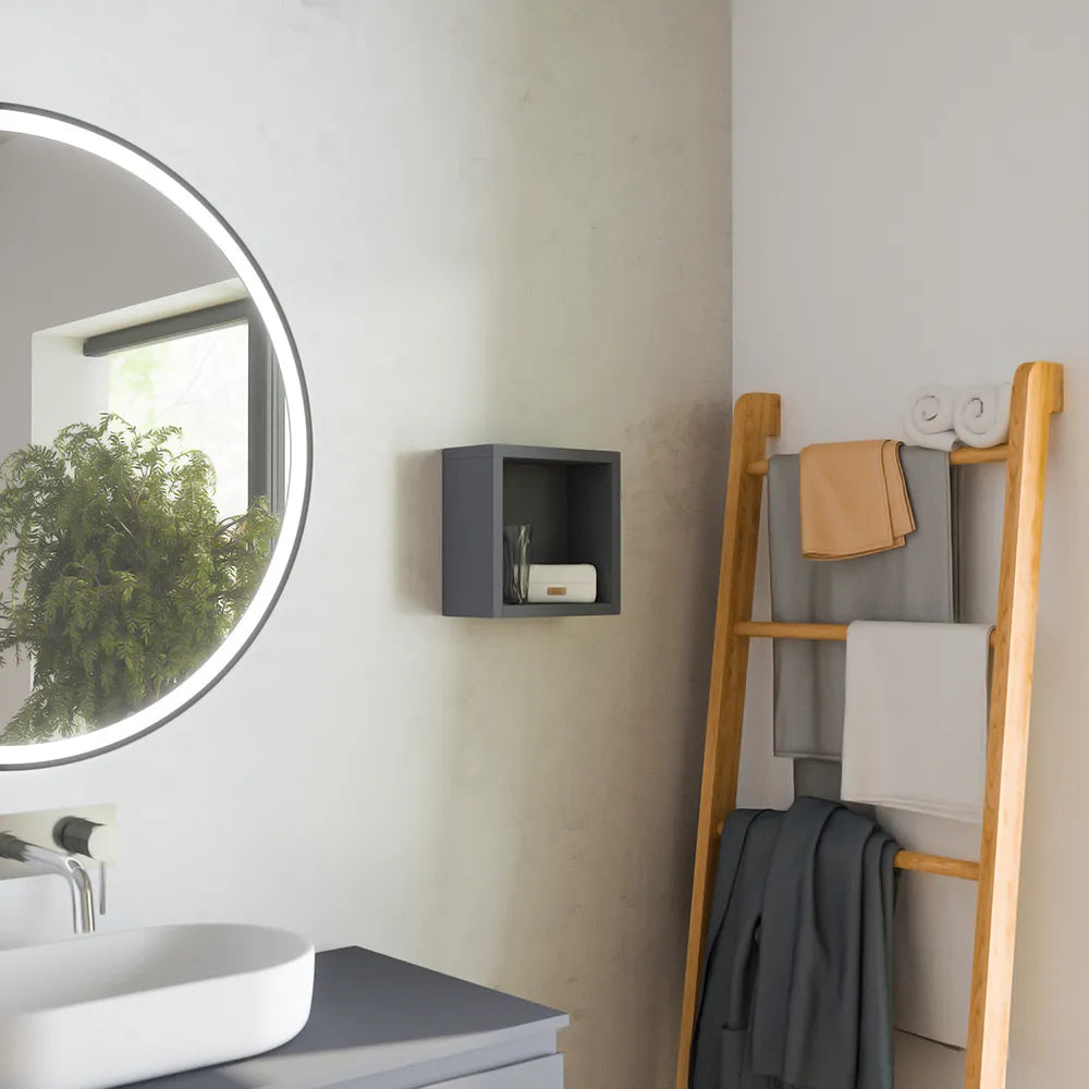 Pensile bagno sospeso a giorno 25x25cm color grigio opaco | Ardenne