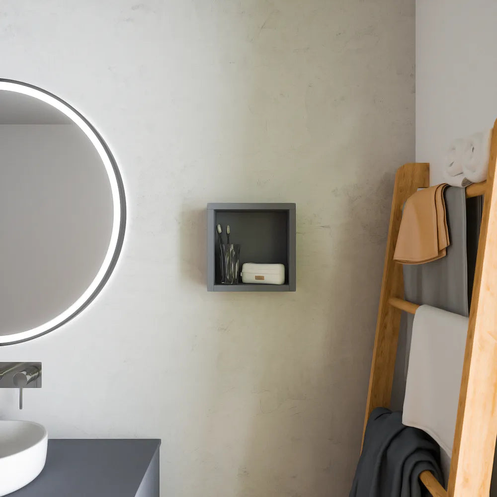 Pensile bagno sospeso a giorno 25x25cm color grigio opaco | Ardenne