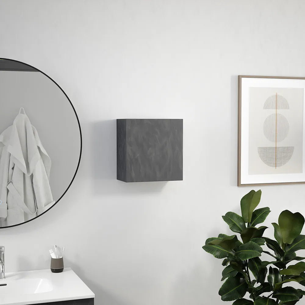 Pensile bagno sospeso con anta 33x36 cm effetto cemento scuro | Yili