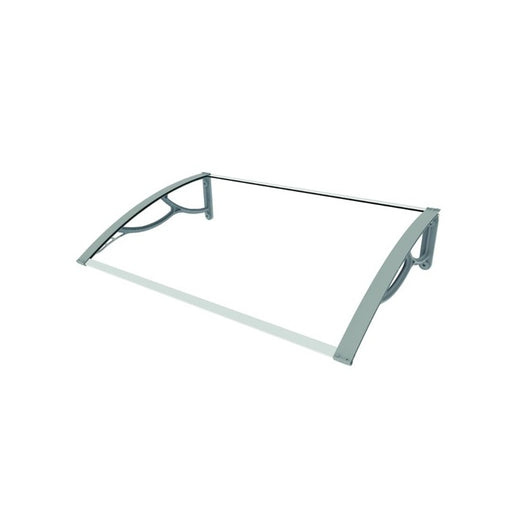 Pensilina Eco in policarbonato alveolare trasparente con braccia Grigie, 100x80x28 cm