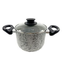 Trade Shop - Pentola 16cm Antiaderente Antigraffio 7 Strati 2 Manici Con Coperchio In Vetro 032871m -