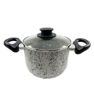 Trade Shop - Pentola 16cm Antiaderente Antigraffio 7 Strati 2 Manici Con Coperchio In Vetro 032871m -