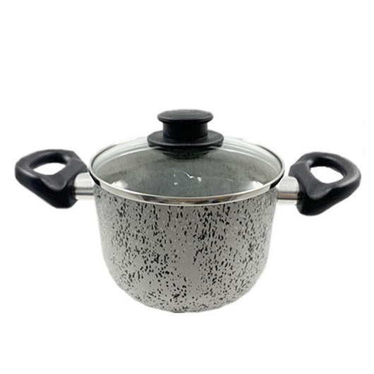 Trade Shop - Pentola 16cm Antiaderente Antigraffio 7 Strati 2 Manici Con Coperchio In Vetro 032871m -