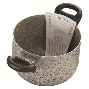 Trade Shop - Pentola A Doppio Manico Nero Antiaderente Pietra Diametro 16-18-20-22 Cm Utensile Cucina -