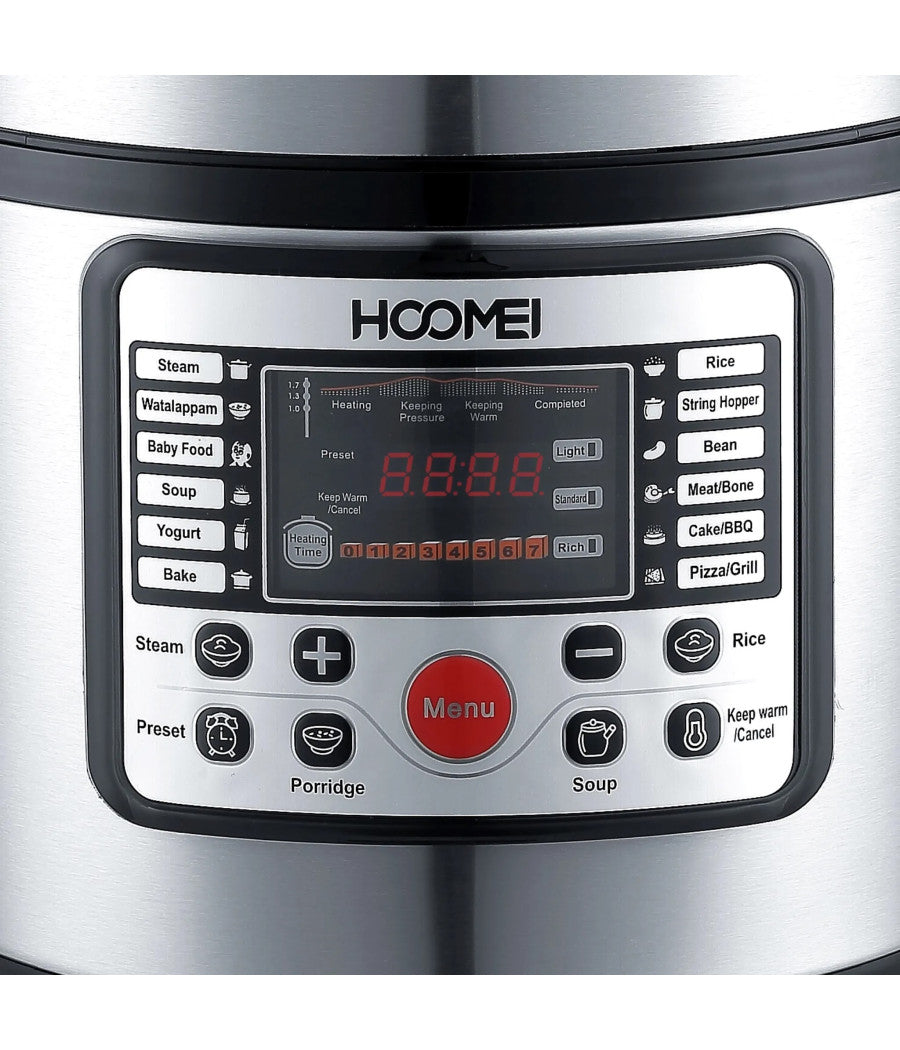 Pentola A Pressione Elettrica Multifunzione 900w 5lt Antiaderente 12 Cotture         