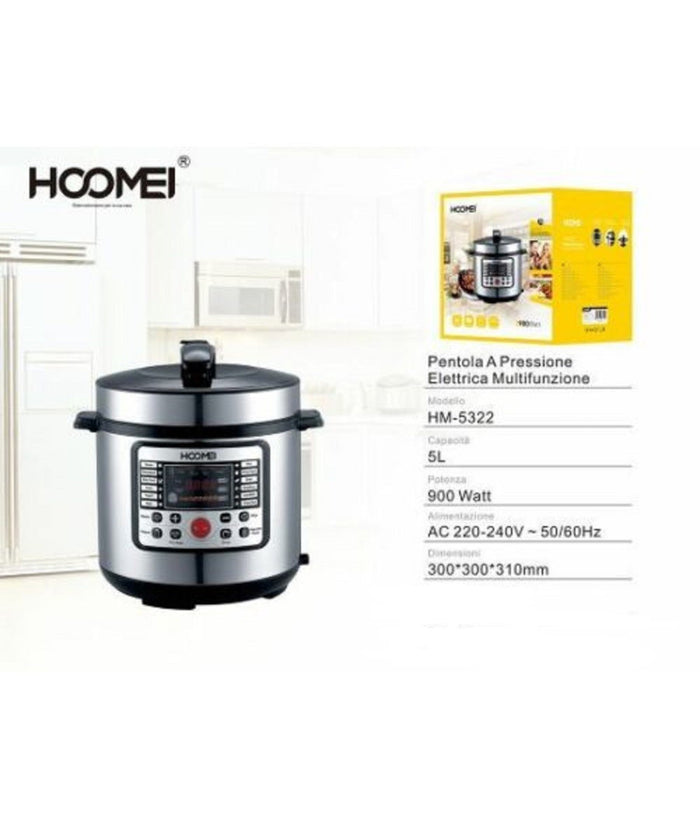 Pentola A Pressione Elettrica Multifunzione 900w 5lt Antiaderente 12 Cotture         