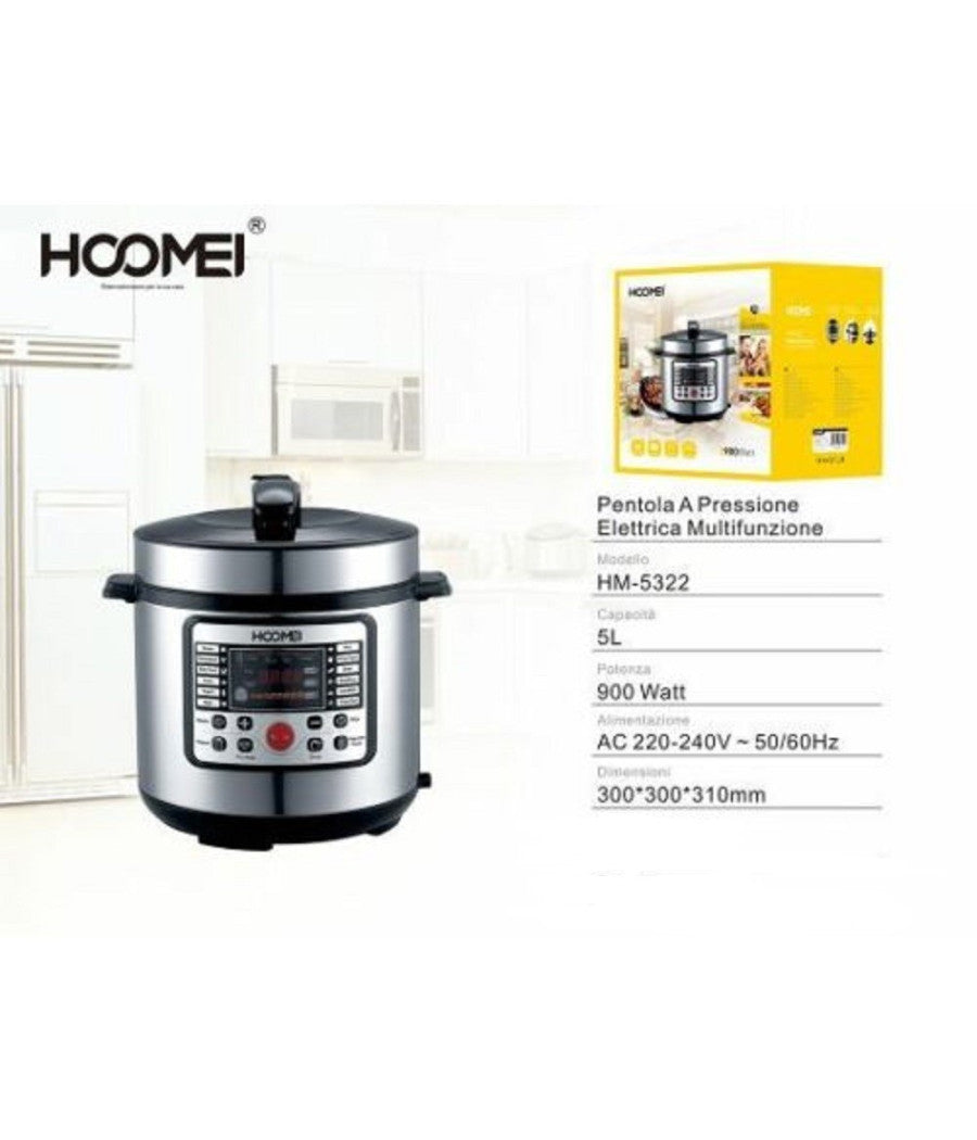 Pentola A Pressione Elettrica Multifunzione 900w 5lt Antiaderente 12 Cotture         