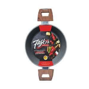 Trade Shop - Pentola Antiaderente Antigraffio Resistente 2 Manici Legno Per Piano Induzione Da ø16-20cm -