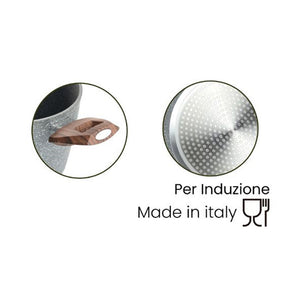 Trade Shop - Pentola Antiaderente Antigraffio Resistente 2 Manici Legno Per Piano Induzione Da ø16-20cm -