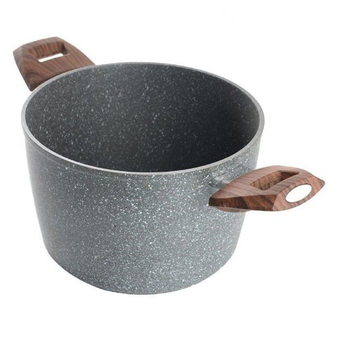 Trade Shop - Pentola Antiaderente Antigraffio Resistente 2 Manici Legno Per Piano Induzione Da ø16-20cm -