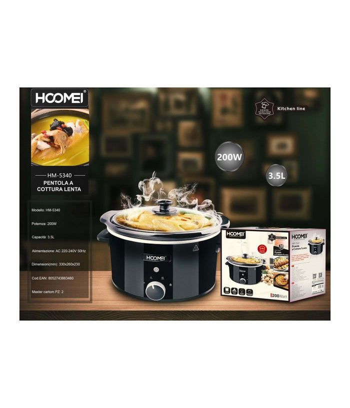 Pentola Elettrica Ovale Cottura Lenta 3,5lt Acciaio Ceramica Antiaderente 200w         