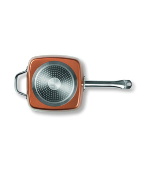 Trade Shop - Pentola Quadrata 4 In 1 Casseruola Da Forno E Friggitrice Con Coperchio In Vetro -