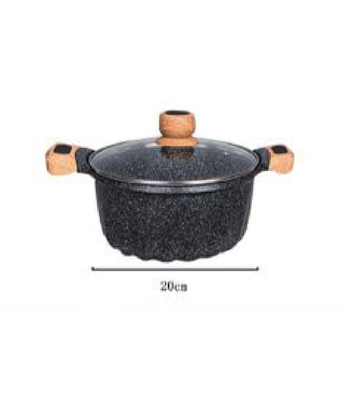 Pentola Tegame Per Zuppa Rivestito Granito Con Coperchio 20cm Antiaderente T-9481         