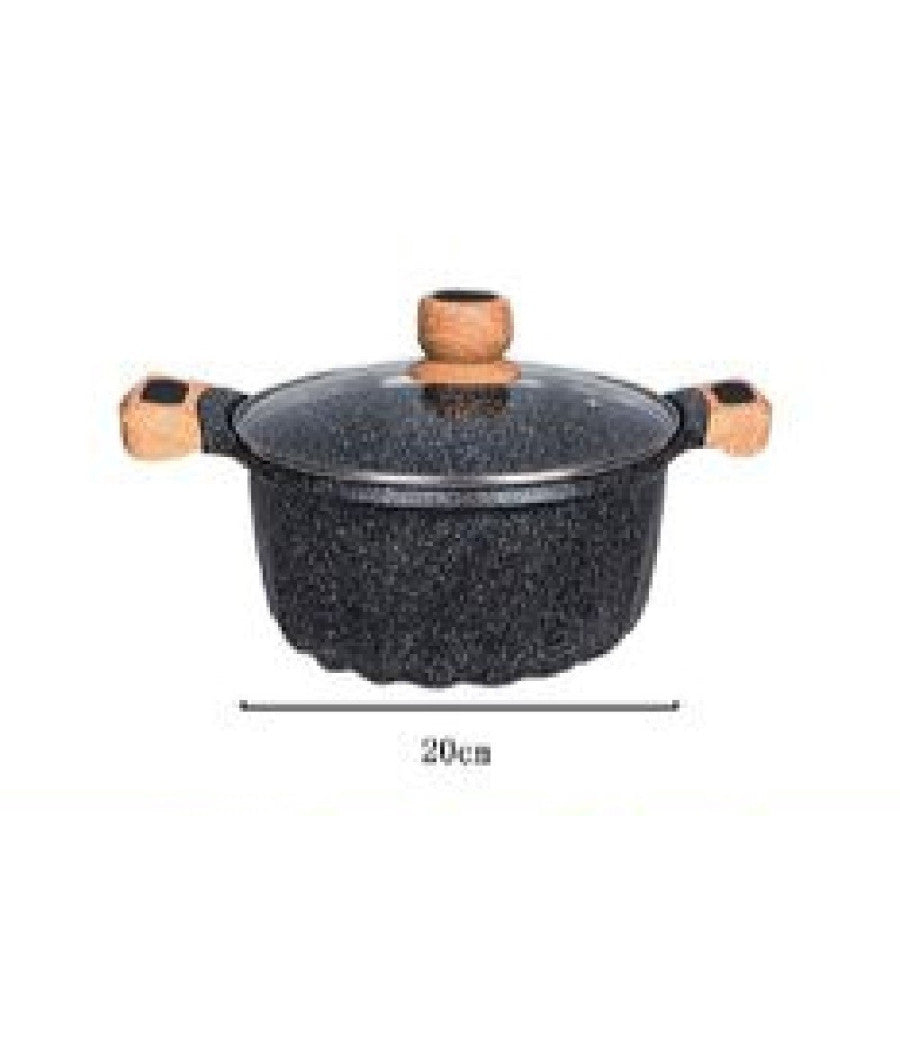 Pentola Tegame Per Zuppa Rivestito Granito Con Coperchio 20cm Antiaderente T-9481         