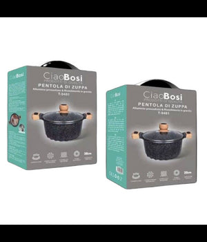Pentola Tegame Per Zuppa Rivestito Granito Con Coperchio 20cm Antiaderente T-9481         
