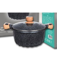 Pentola Tegame Per Zuppa Rivestito Granito Con Coperchio 20cm Antiaderente T-9481         