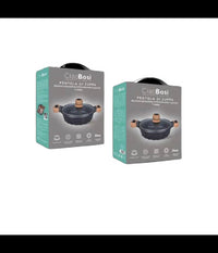 Pentola Tegame Per Zuppa Rivestito Granito Con Coperchio Fondo Basso 24cm T-9480         