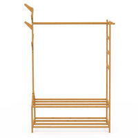 IDMarket - Perchero de bambú RITA con perchas y estantes 100 cm