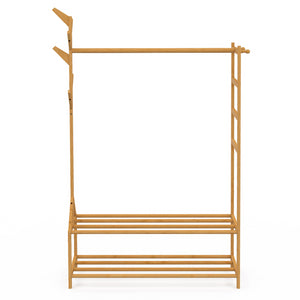 IDMarket - Perchero de bambú RITA con perchas y estantes 100 cm
