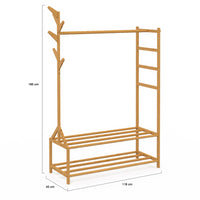 IDMarket - Perchero de bambú RITA con perchas y estantes 100 cm