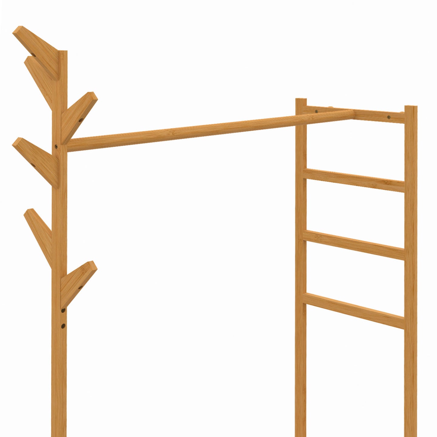 IDMarket - Perchero de bambú RITA con perchas y estantes 100 cm