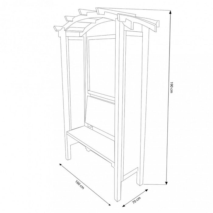 PERGOLA AD ARCO 160 X 70 X 190 CON PANCA