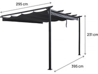Pergola addossata in alluminio con tetto retrattile - 3 x 4 m - Grigio