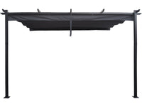 Pergola addossata in alluminio con tetto retrattile - 3 x 4 m - Grigio