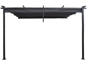 Pergola addossata in alluminio con tetto retrattile - 3 x 4 m - Grigio