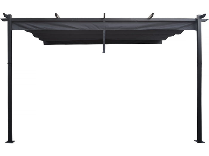 Pergola addossata in alluminio con tetto retrattile - 3 x 4 m - Grigio