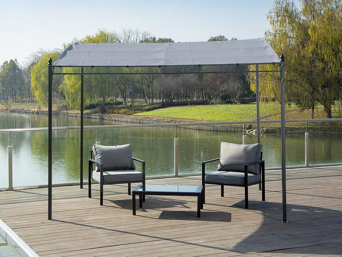 Pergola inclinata in metallo addossato - 3 x 2,5 m - Grigio