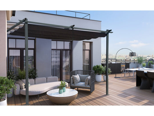 Pergola con tetto retrattile - 3 x 3 m - grigio antracite