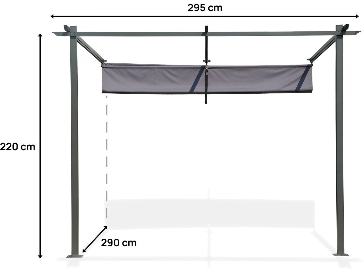 Pergola con tetto retrattile - 3 x 3 m - grigio antracite
