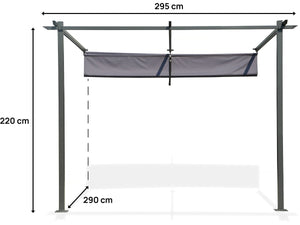 Pergola con tetto retrattile - 3 x 3 m - grigio antracite